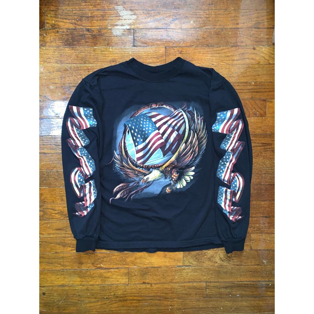 Hot Leathers American Eagle 3D Graphic Long Sleeve Shirt Mens Medium